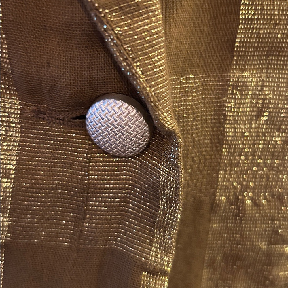 Size Med-Lustrous metallic Gold checked Women's Blazer - Picture 2 of 9